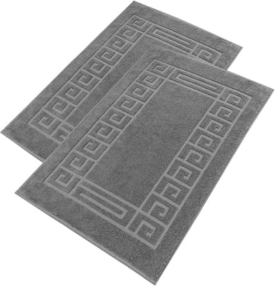 Famanu – Set van 2 badmatten van badstof 100% katoen hoogwaardige badmatten voor de douche extra zacht absorberend en machinewasbaar donkergrijs 60 x 90 cm