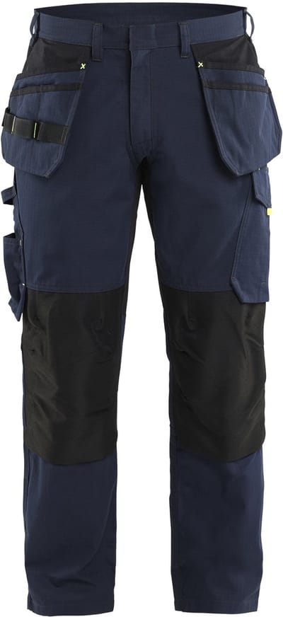 Blaklader Service werkbroek met stretch en spijkerzakken 1496-1330 - Donker marineblauw/High Vis Geel - D104
