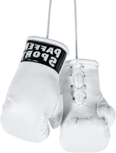 Mini Bokshandschoenen - Auto Hanger Sport - Sport Passie Tonen - Echte Flair Details - 9 cm - Wit