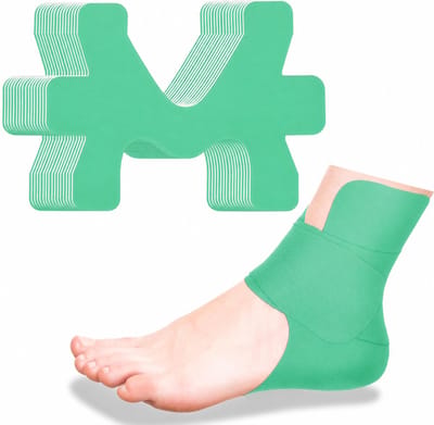 16 stuks voorgesneden kinesiologietape voor enkels, katoenen ademende elastische sporttape, pijnverlichting, minimaliseert enkelverstuikingen, biedt ondersteuning en stabiliteit voor ligamenten en spieren tijdens marathons (groen)