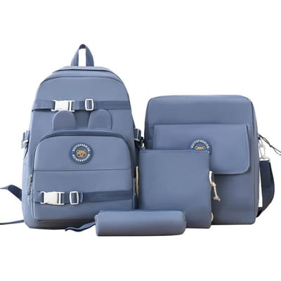 Nouveaux Sacs d'École Simples pour Élémentaire et Collège Ensemble de Quatre Pièces Sacs à Dos en Toile Grande Capacité Sacs à Dos Style Collège