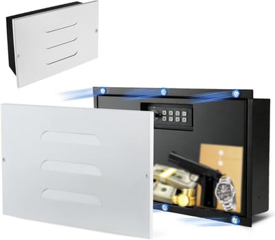 Verborgen muurkluis - Veiligheidsbox muur - Waardevolle spullen bewaren - Magnetische ventilatiehoes - Past tussen 40cm studs - Wit