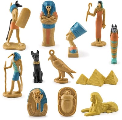 Dailygoods- Egyptische Beelden Set van 12 - Realistische Beeldjes - Piramide/Mummie Ontwerpen - Decoratie voor Binnen - Thema van het Oude Egypte - Kunststof Materialen