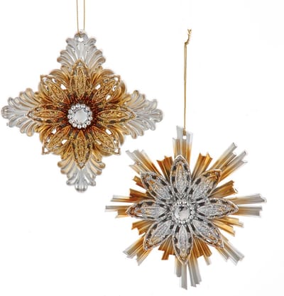 Ornament plastic goud-zilver bloem l13cm I Kurt S. Adler