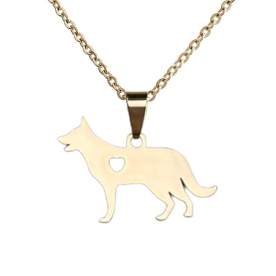 Fako Bijoux® - Ketting Met Hanger - Stainless Steel - RVS - Staal - Hond - Herder - Goudkleurig