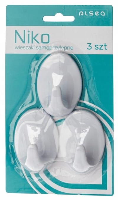Galicja NIKO Serie - Witte Zelfklevende Haken - 3 Stuks - Kunststof - Ovaal