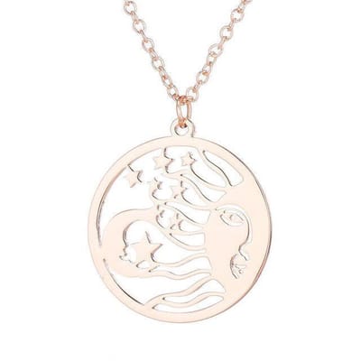 24/7 Jewelry Collection Maan Ketting - Sterren - Gezicht - Cirkel - Rosé Goudkleurig