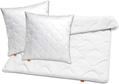 sleepling dekbed kussen set Basic 100 | dekbed 200 x 200 cm en 2x kussen 80 x 80 cm | all year dekbed | overtrek van 100% microvezel | Made in EU | wasbaar tot 60 graden | wit