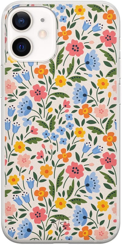 Hoesje geschikt voor iPhone 12 Mini - Romantische bloemen - Soft Case - TPU - Bloemen - Multi - Mooie Telefoonhoesjes