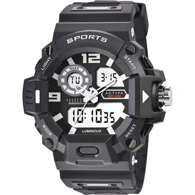 Activa X Invicta Digital ACW495-001 Heren Horloge - Quartz Uurwerk - Plastic met zwarte Wijzerplaat - 55mm