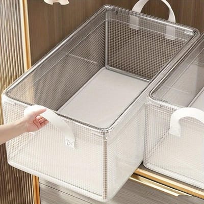 Transparante Netstof Opbergdoos. Huishoudelijke Slaapkamer Kleding Sorteer- en Opbergdoos. Opvouwbaar Stalen FrameTransparant En Zichtbaar transparant