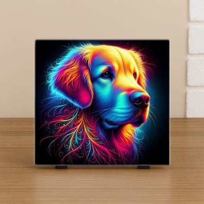 Wenstegel Golden Retriever Portret – Kleurrijke Hond Decoratie & Cadeau – Trendy Nu –Decoratie – Zomaar - Hondenportret