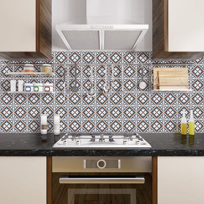Zelfklevende tegelmuurstickers voor keuken en badkamer - 30 LOANA Azulejo tegelstickers - 30 stickers 20x20cm