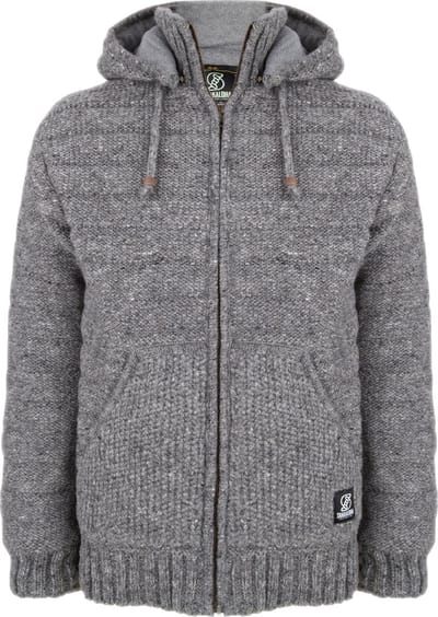 Gebreid Wollen Heren/Uni Vest van Schapenwol met Polyester Fleece voering en afneembare capuchon - SHAKALOHA - M Chuck Ziphood XL
