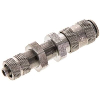 RVS DN 2.7 (Micro) Luchtkoppeling Snelkoppeling 4x6 mm Push-On Schotkoppeling Double Shut-Off - CLS2-NB-S-SV-4