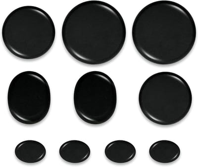 Massageset met 10 basalt-massagestenen en opbergtas voor ontspanning en wellness thuis, ideaal voor massagetherapie en zelfzorg
