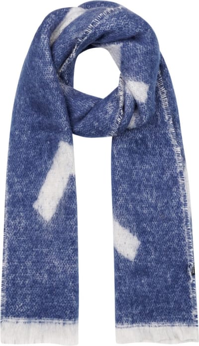 Damessjaal - Blauw met witte print - Groot - Langwerpig - 195 x 40 cm