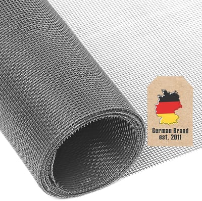 Intirilife vliegenhor van glasvezel grijs 80cm breed maaswijdte 1,2mm - UV-bestendige vliegenhor hor raamdeur