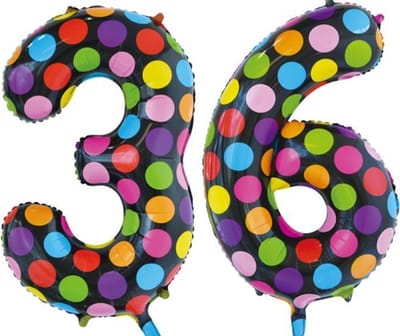 Folieballon 36 jaar stippen 86cm
