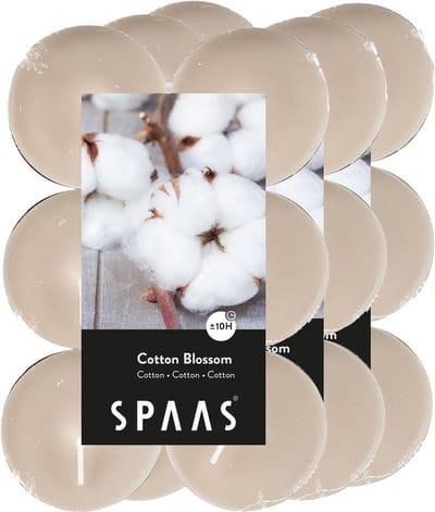 Spaas Geurtheelichtjes/waxinelichtjes - Maxi - 36x - Cotton blossom - 10 branduren - geurkaarsen