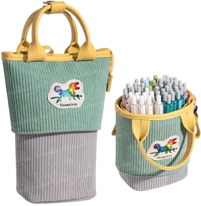 Staande etui met handvat – Cosmetica-organizer – Schrijfwarentas – Leuke etui – Uitbreidbare schrijfwarentas – Unisex