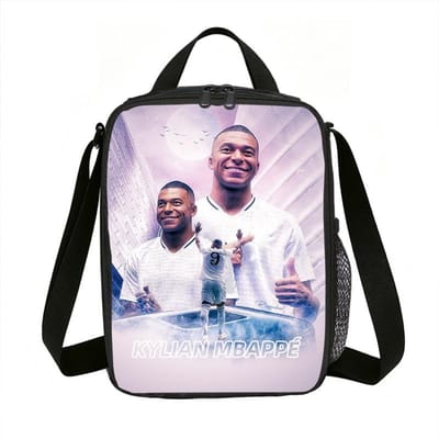 Leer, Reizen Geïsoleerde Lunchtassen M-Mbappe Thermische Tas Voetbalster Lunchcontainer Lekvrije Tote Lunchbox Voedsel Bewaartassen