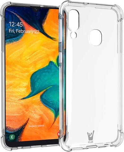 Hoesje geschikt voor Samsung Galaxy A30 - Anti Shock Proof Siliconen Back Cover Case Hoes Transparant