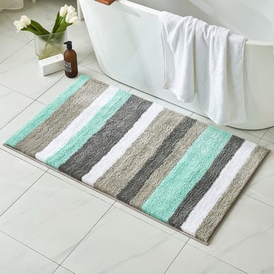 Golden crown - Badkamertapijt - Antislip - Absorberend - Groen en Grijs - Microvezel - Comfortabel - Geschikt voor Badkamer en Keuken