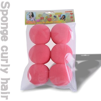 6 Stuks/set Luie slapende krullend haar sponsbal krullend haar, aardbeien type beschadigt het haar niet, zachte krultang