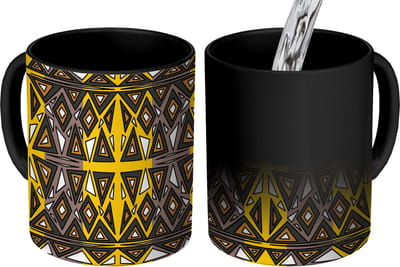 Magische Mok - Foto op Warmte Mokken - Koffiemok - Afrika - Geometrie - Patronen - Magic Mok - Beker - 350 ML - Theemok