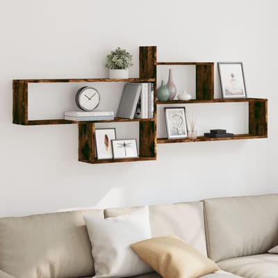 vidaXL - Wandschap - 167,5x18x68 - cm - bewerkt - hout - gerookt - eikenkleurig