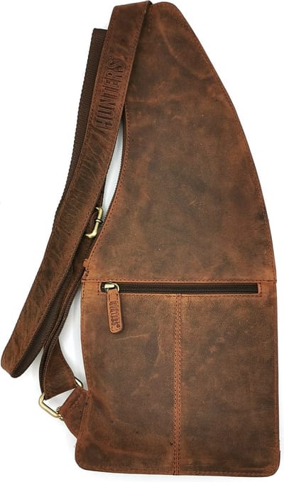 Hunters leren crossbodytas met telefoonvak bruin