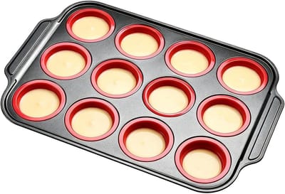 Muffinvorm siliconen - Bakvorm taart - Zelf bakken - Gelijkmatige warmteverdeling - 12 gaten - Grijs