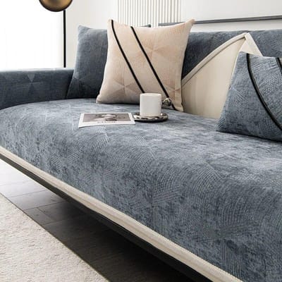 Luxe Bankkussen Witte Rand Chenille Stof Bankovertrek Doek Handdoek Universeel Woonkamer Antislip Comfortabel Slijtvast 60x60cm 1pcs