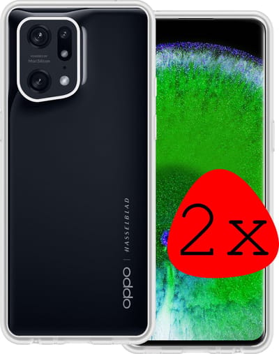 Hoesje 2 Stuks - Geschikt voor OPPO Find X5 - Sterk & Shockproof - Case Siliconen - Back Cover - Telefoon Hoes - Transparant