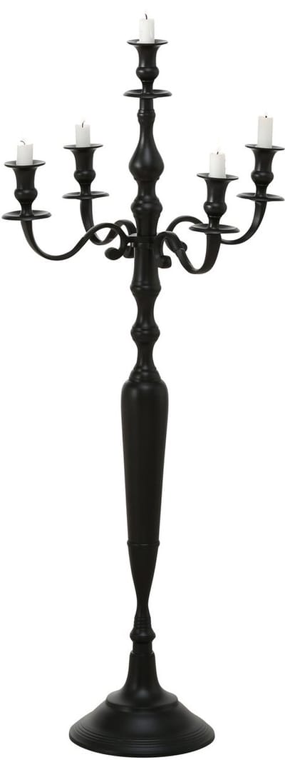 Kandelaar - XL - 106.5 cm - Ø 45cm - Tijdloos - Aluminium - 5 kaars houders - Zwart