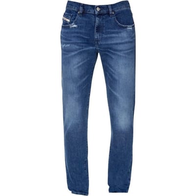 Diesel D-Strukt blauwe vernietigde versterkte denimjeans