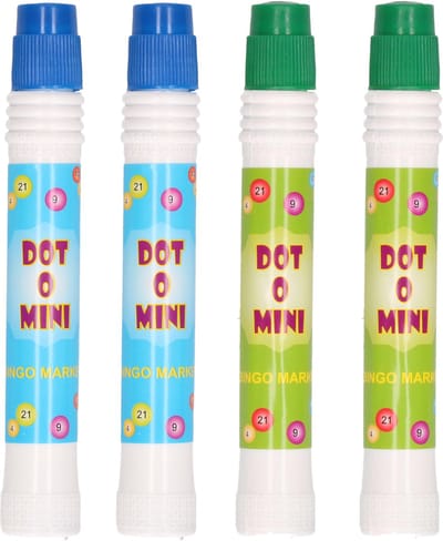 4x Bingostiften - 2x stuks in de kleuren groen en blauw - Bingo spel markeerstiften