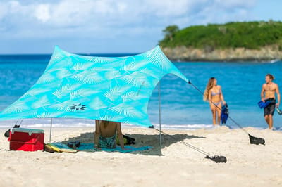 Draagbare Strandtent met Zandanker - 2,1m x 2,1m zonnescherm voor buitenactiviteiten