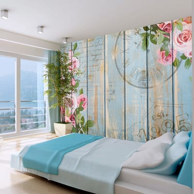 98cm X 70cm - Zelfklevend fotobehang - Vintage tuin,  maten, premium print