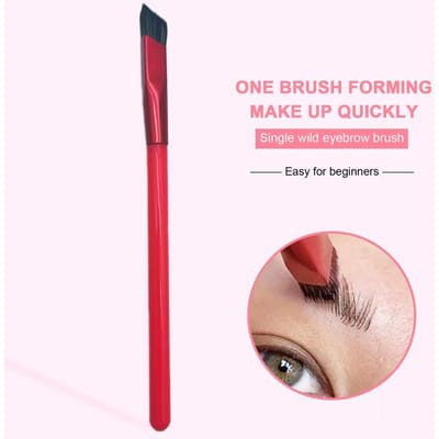 Wenkbrauwborstel Rode Aluminium Ferrule Nylon Borstelharen Schuin Make-up Kwast Cosmetisch Hulpmiddel pink