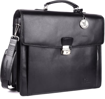 DE LAMASSU® (Axel) Leren Aktetas 17 Inch – Trolleyband – Luxe Business Laptoptas Unisex – Geschenkverpakking