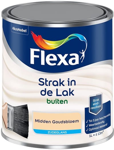 Flexa - Strak In De Lak Buitenlak Zijdeglans - Midden Goudsbloem - Mengverf - 1 L
