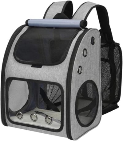 Dierendraagtas - Huisdierenrugzak - Reizen met huisdier - Ademend mesh ontwerp - 34x27x42.5cm - Grijs