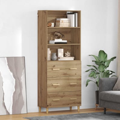 vidaXL - Highboard - Artisan - Eiken - 69,5 - x - 32,5 - x - 180 - cm - Bewerkt - hout