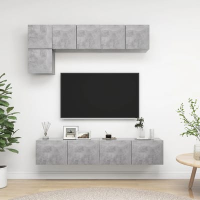 vidaXL - 5-delige - Tv-meubelset - bewerkt - hout - betongrijs