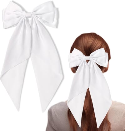 Haarspeld - Haarspeld - 2 stuks Franse witte strik haarspeld Vlinder haaraccessoires - Haarspeld - Kan gebruikt worden voor half vastgebonden haar-basishaar en vlechten-Geschikt voor douchen-sporten-huidverzorging- make-up-koken（wit）