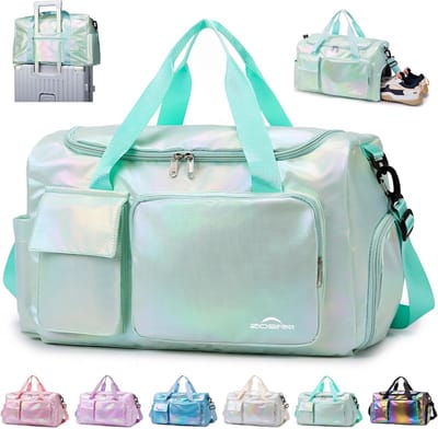 Thijox - Sporttas voor Dames met Schoenenvak - Elegante Waterdichte Sporttas - Ideaal voor Sportschool, Zwembad en Reizen - Groen 48x21x28 cm
