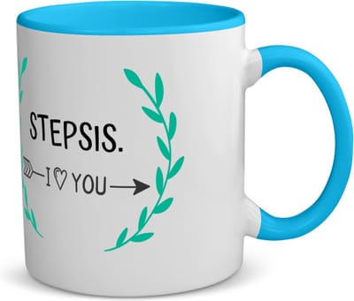 Akyol - stepsis i love you koffiemok - theemok - blauw - Zus - de liefste stiefzus - verjaardag - cadeautje voor zus - zus artikelen - kado - geschenk - 350 ML inhoud