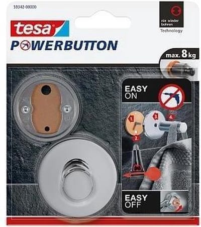 Tesa 59342 powerbutton premium haak - chroom